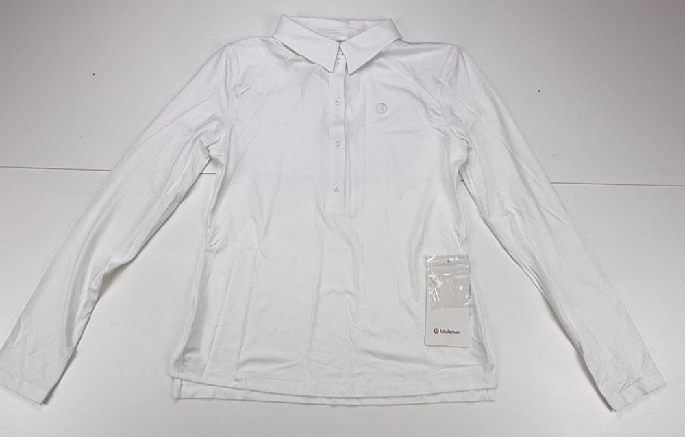 Lululemon Quick-Dry Long Sleeve Polo Shirt Womens 6 White Golf Tennis NWT